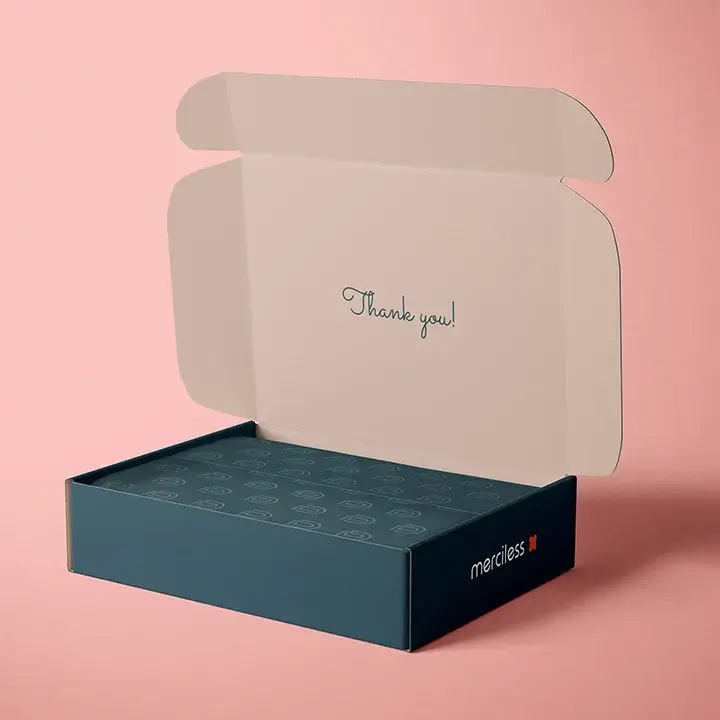 Branded sweater box with matte finish and custom tissue wrap inside