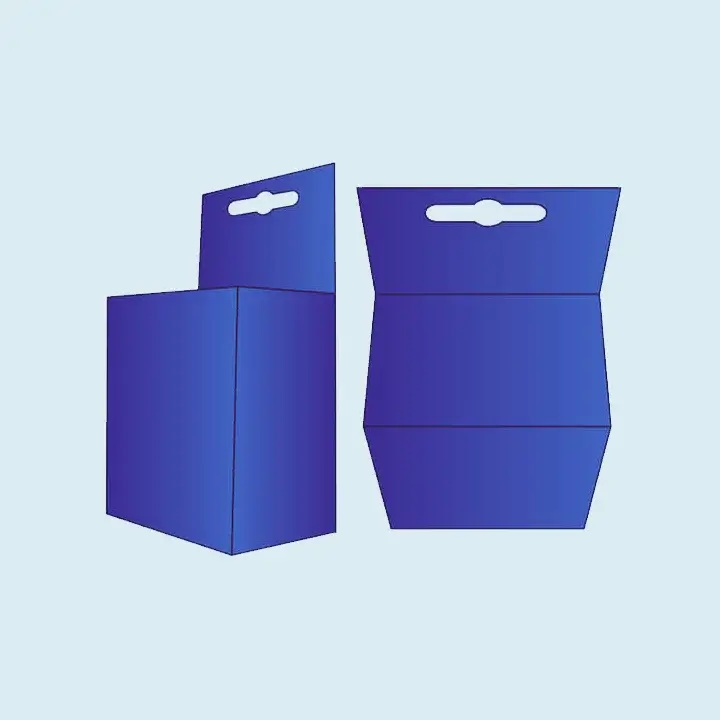 Die-cut five panel hanger box packaging