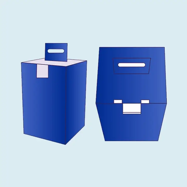 Hanging tab box with locking closure