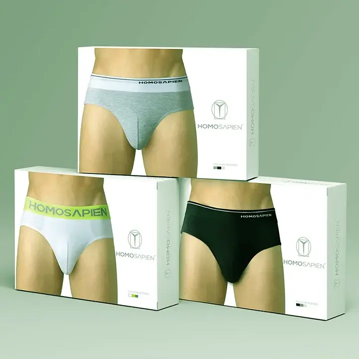 Men’s underwear box with bold typography and sporty design