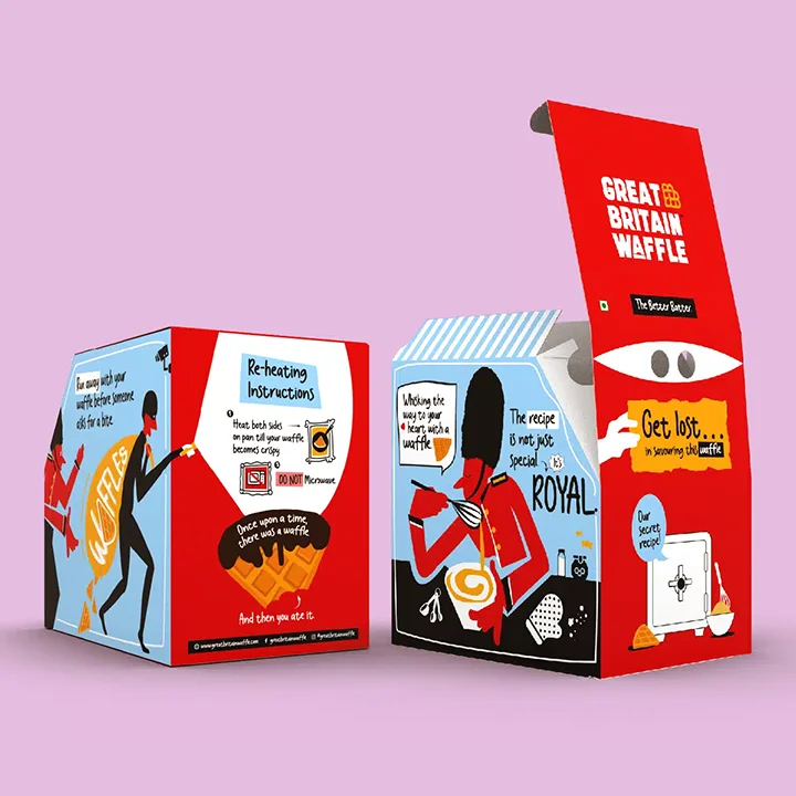 Paperboard box to pack or deliver golden waffles with ease