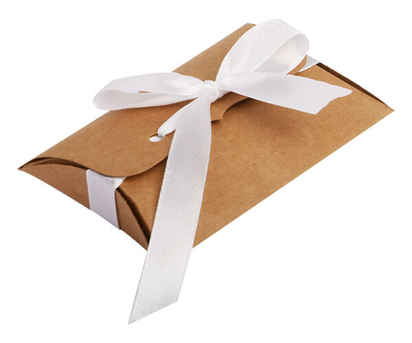 Custom Kraft Pillow Box With Ribbon