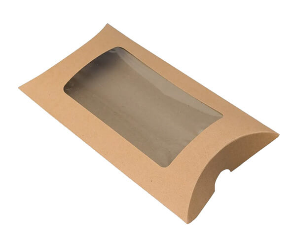 Recyclable Brown Kraft Pillow Box With Window