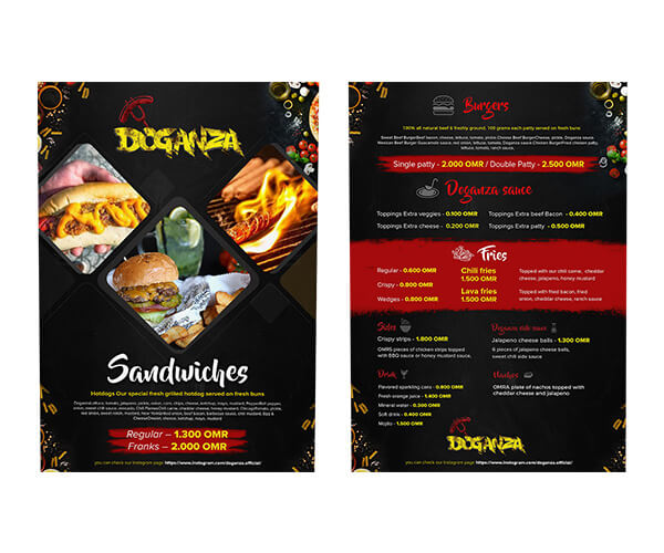 Professional Restaurant Menus