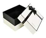 Custom-Made Shoulder-Neck White Rigid Box with Black Ribbon
