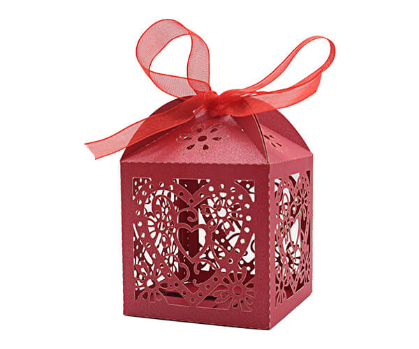 Red Wedding Favour Box with Ribbon